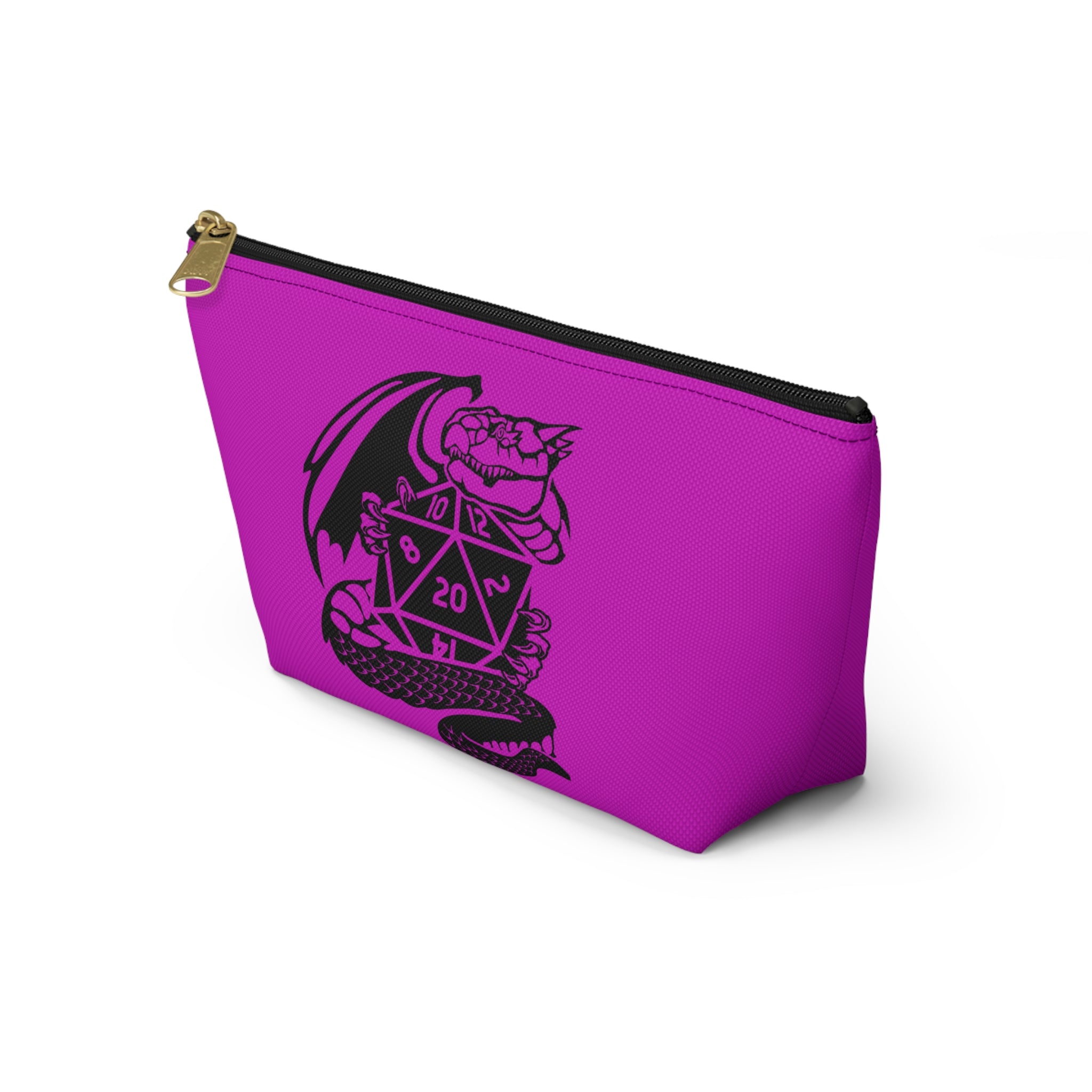 D20 Dragon Accessory Pouch — RPG Dice Bag, Fantasy Gaming Makeup Organizer
