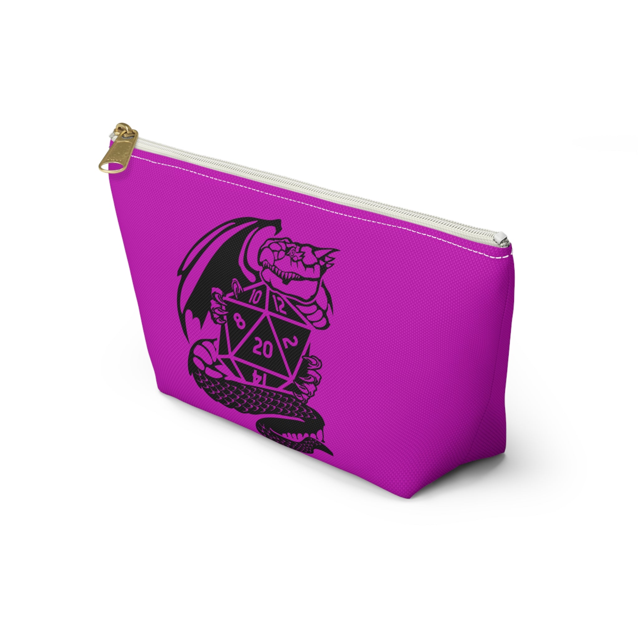 D20 Dragon Accessory Pouch — RPG Dice Bag, Fantasy Gaming Makeup Organizer