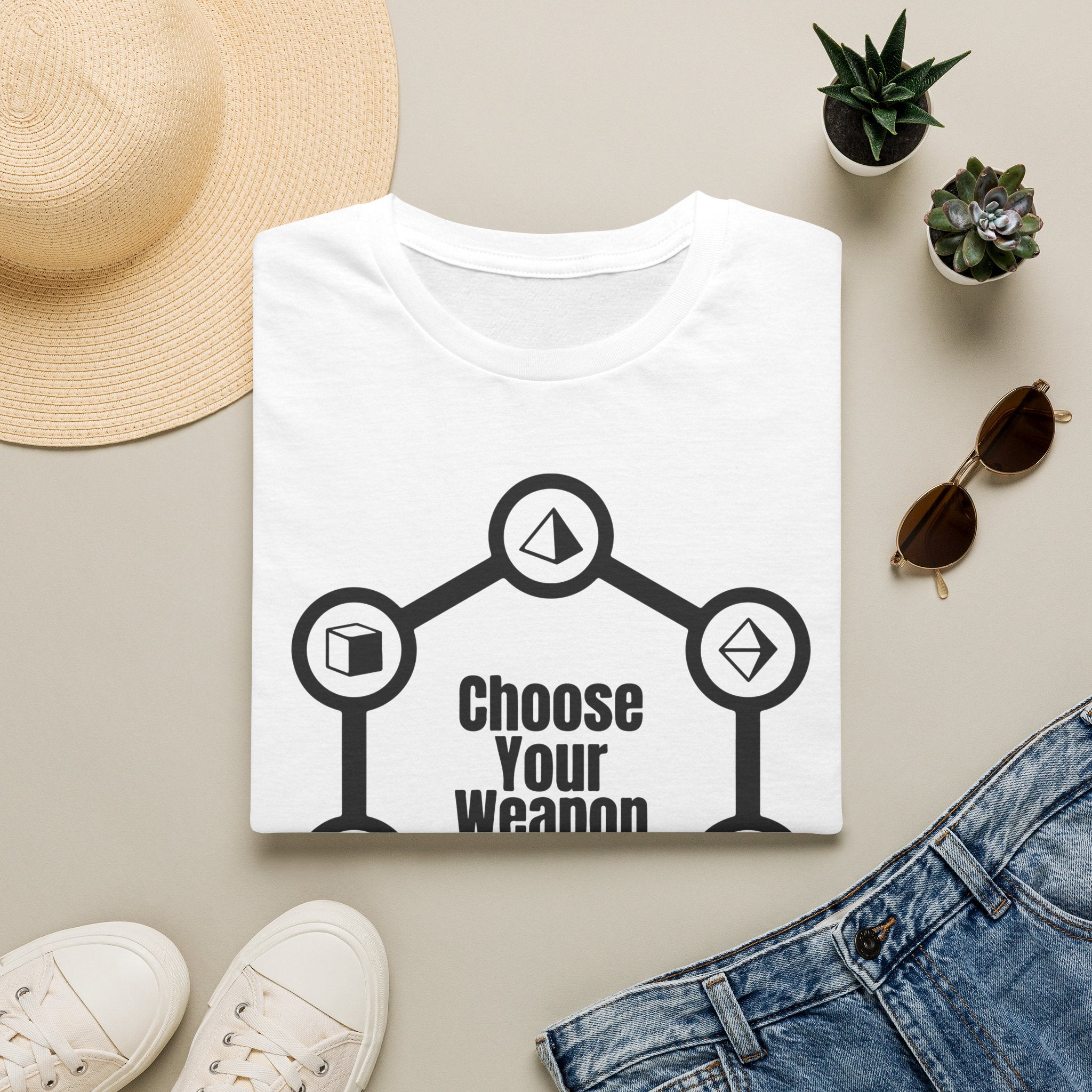 Choose Your Weapon T-Shirt | Game Icons, RPG Dice Choices