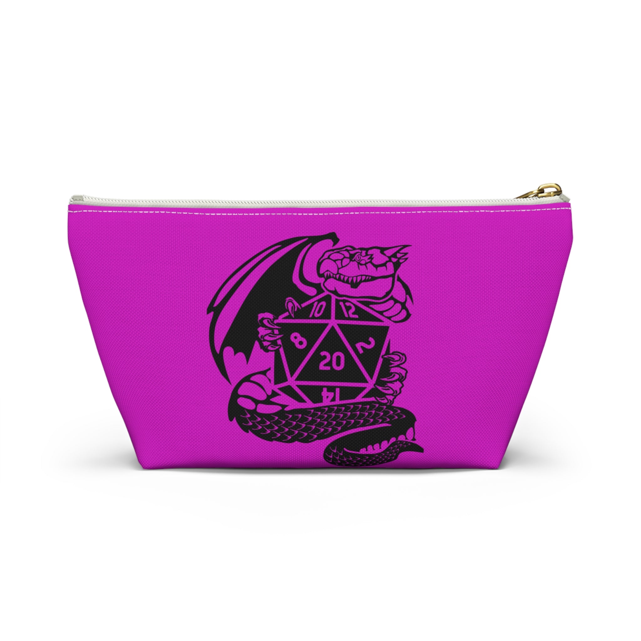 D20 Dragon Accessory Pouch — RPG Dice Bag, Fantasy Gaming Makeup Organizer
