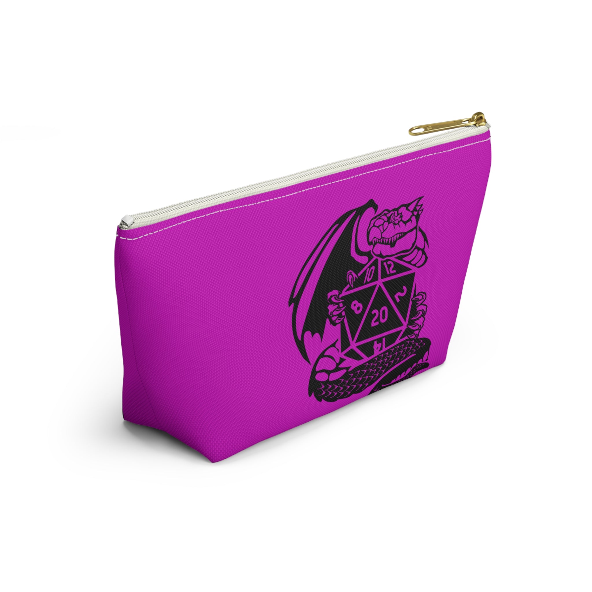 D20 Dragon Accessory Pouch — RPG Dice Bag, Fantasy Gaming Makeup Organizer